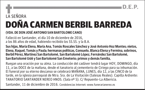 DOÑA CARMEN BERBIL BARREDA