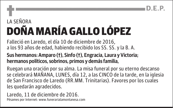 DOÑA MARÍA GALLO LÓPEZ