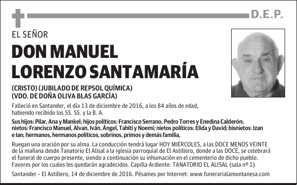 DON MANUEL LORENZO SANTAMARÍA