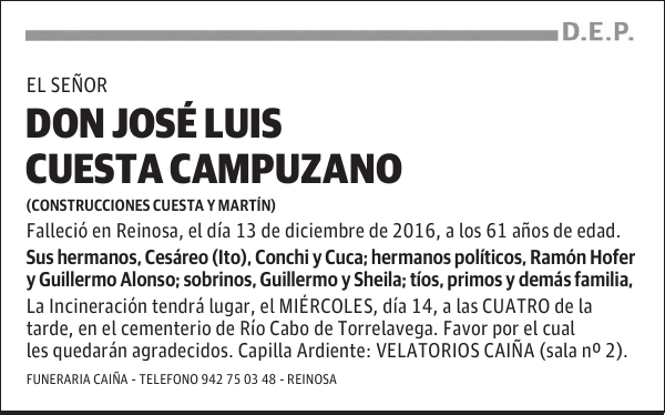 DON JOSÉ LUIS CUESTA CAMPUZANO