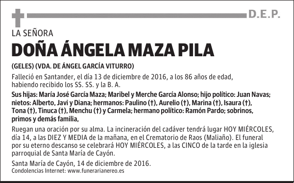 DOÑA ÁNGELA MAZA PILA