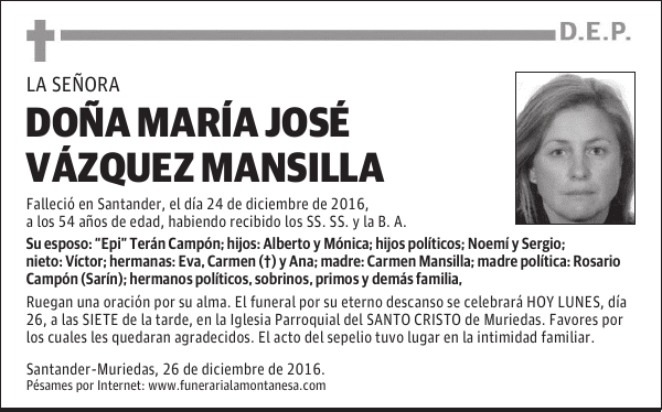 DOÑA MARÍA JOSÉ VÁZQUEZ MANSILLA