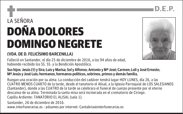 DOÑA DOLORES DOMINGO NEGRETE