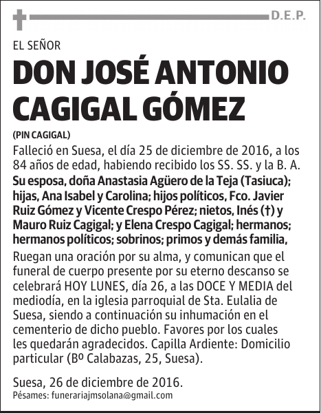 DON JOSÉ ANTONIO CAGIGAL GÓMEZ