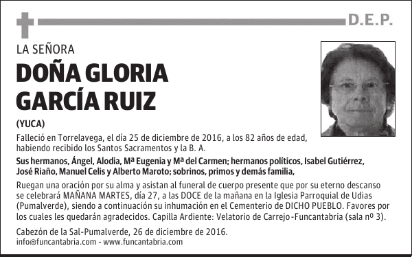 DOÑA GLORIA GARCÍA RUIZ