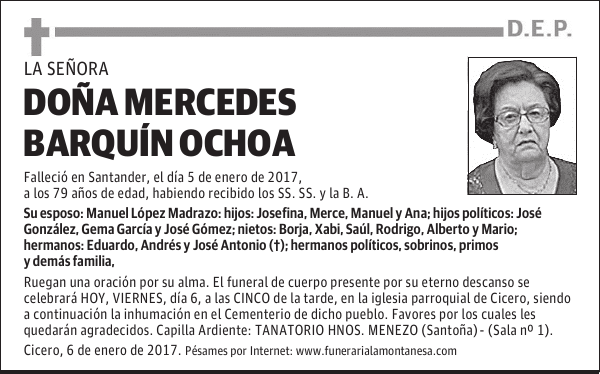 DOÑA MERCEDES BARQUIN OCHOA