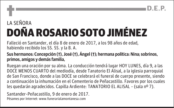 DOÑA ROSARIO SOTO JIMÉNEZ