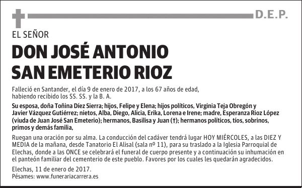 DON JOSÉ ANTONIO SAN EMETERIO RIOZ