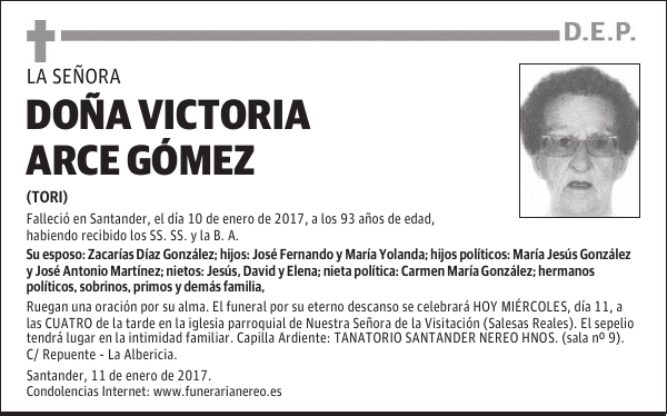 DOÑA VICTORIA ARCE GÓMEZ