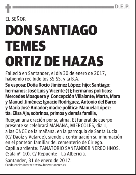 DON SANTIAGO TEMES ORTIZ DE HAZAS