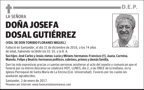 DOÑA JOSEFA DOSAL GUTIÉRREZ