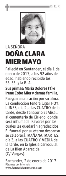 DOÑA CLARA MIER MAYO