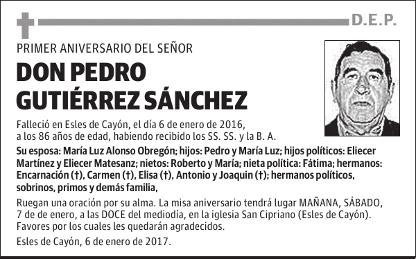 DON PEDRO GUTIÉRREZ SÁNCHEZ