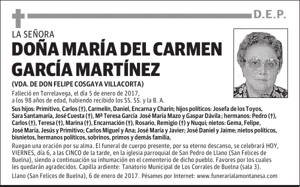 DOÑA MARIA DEL CARMEN GARCIA MARTINEZ