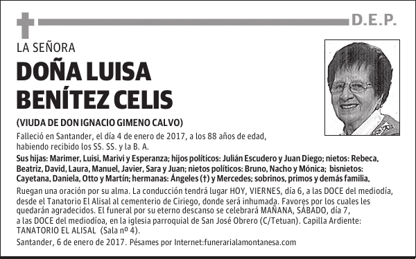 DOÑA LUISA BENÍTEZ CELIS