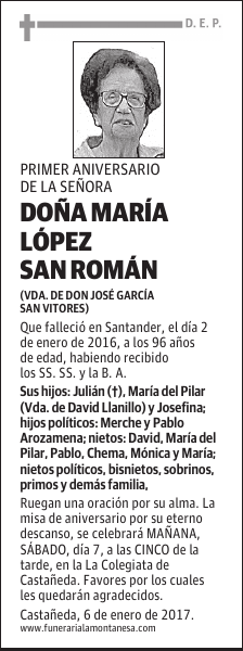 DOÑA MARÍA LÓPEZ SAN ROMÁN