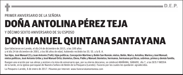 DOÑA ANTOLINA PÉREZ TEJA