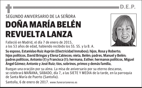 DOÑA MARIA BELEN REVUELTA LANZA