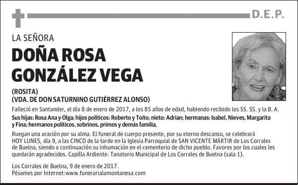 DOÑA ROSA GONZÁLEZ VEGA