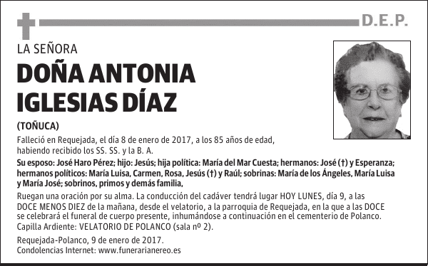 DOÑA ANTONIA IGLESIAS DÍAZ