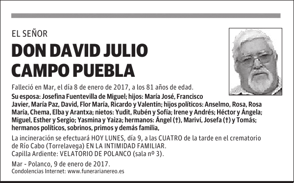 DON DAVID JULIO CAMPO PUEBLA