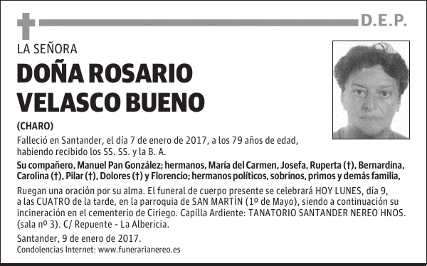 DOÑA ROSARIO VELASCO BUENO