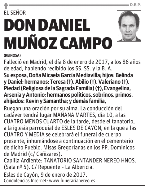 DON DANIEL MUÑOZ CAMPO