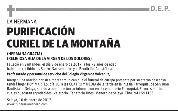 PURIFICACIÓN CURIEL DE LA MONTAÑA