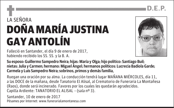 DOÑA MARÍA JUSTINA GAY ANTOLÍN