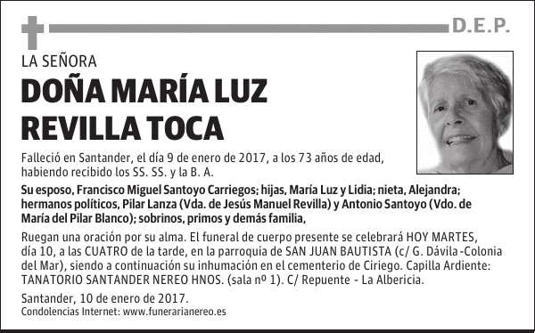 DOÑA MARÍA LUZ REVILLA TOCA