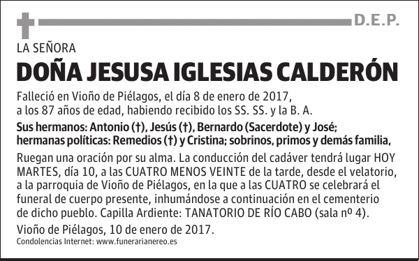 DOÑA JESUSA IGLESIAS CALDERÓN