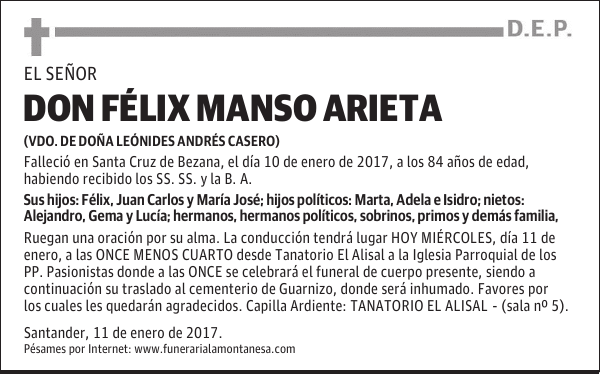 DON FÉLIX MANSO ARIETA