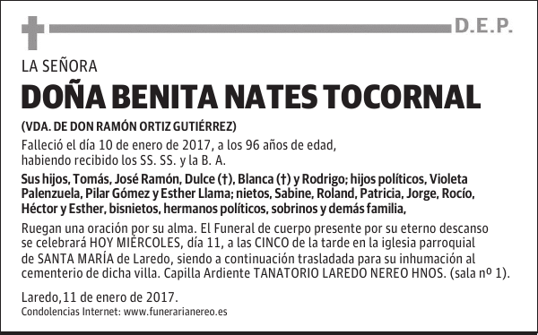 DOÑA BENITA NATES TOCORNAL