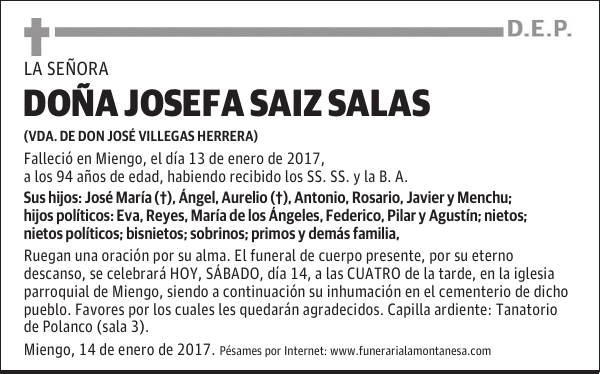 DOÑA JOSEFA SAIZ SALAS