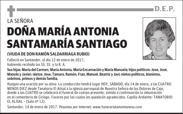 DOÑA MARÍA ANTONIA SANTAMARÍA SANTIAGO