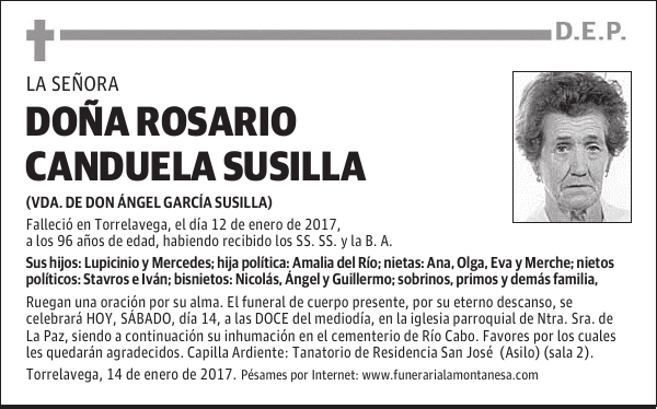 DOÑA ROSARIO CANDUELA SUSILLA