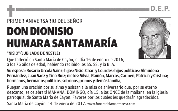 DON DIONISIO HUMARA SANTAMARÍA