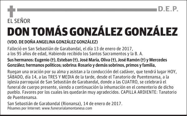 D. TOMÁS GONZÁLEZ GONZÁLEZ