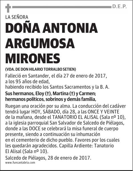 Doña Antonia Argumosa Mirones