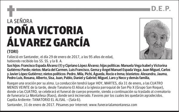 DOÑA VICTORIA ÁLVAREZ GARCÍA