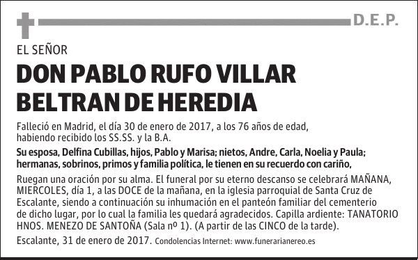 DON PABLO RUFO VILLAR BELTRAN DE HEREDIA