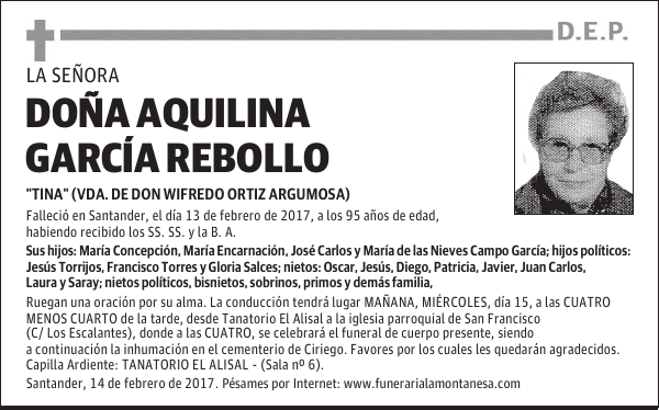 DOÑA AQUILINA GARCIA REBOLLO