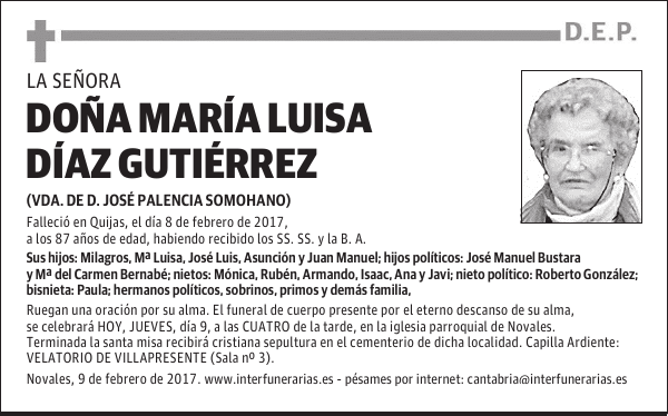 Da. MARIA LUISA DÍAZ GUTIÉRREZ