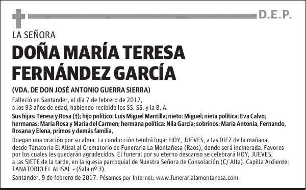 DOÑA MARIA TERESA FERNANDEZ GARCIA