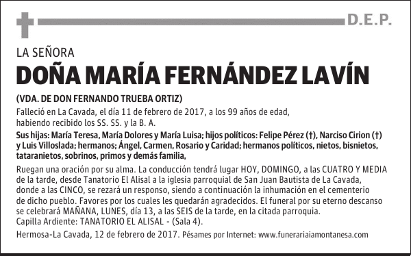 DOÑA MARÍA FERNÁNDEZ LAVÍN