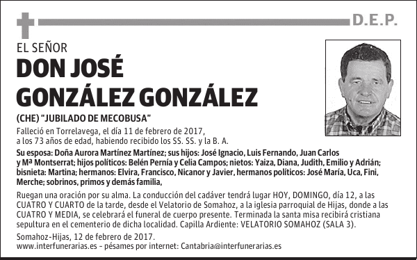 D. JOSÉ GONZÁLEZ GONZÁLEZ