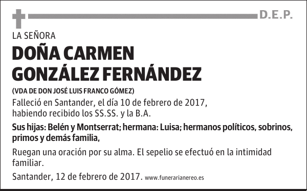 DOÑA CARMEN GONZÁLEZ FERNÁNDEZ