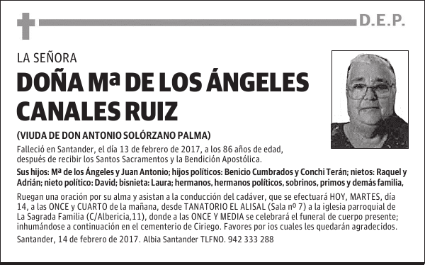 DOÑA M. DE LOS ANGELES CANALES RUIZ