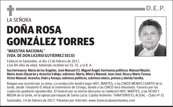 DOÑA ROSA GONZALEZ TORRES