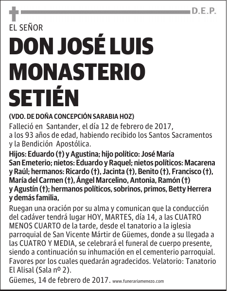 Don Jose Luis Monasterio Setien